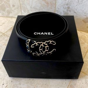 Chanel CC logo black belt